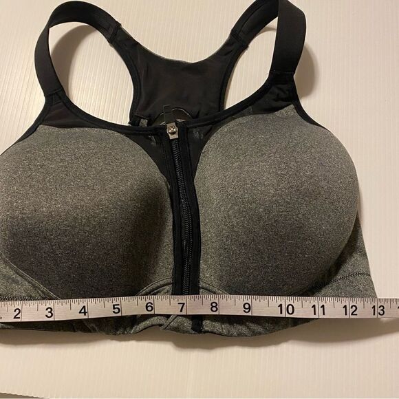 Calia by Go All Out Front Zip Sports Bra high intensity gray black 36DD - Picture 5 of 11